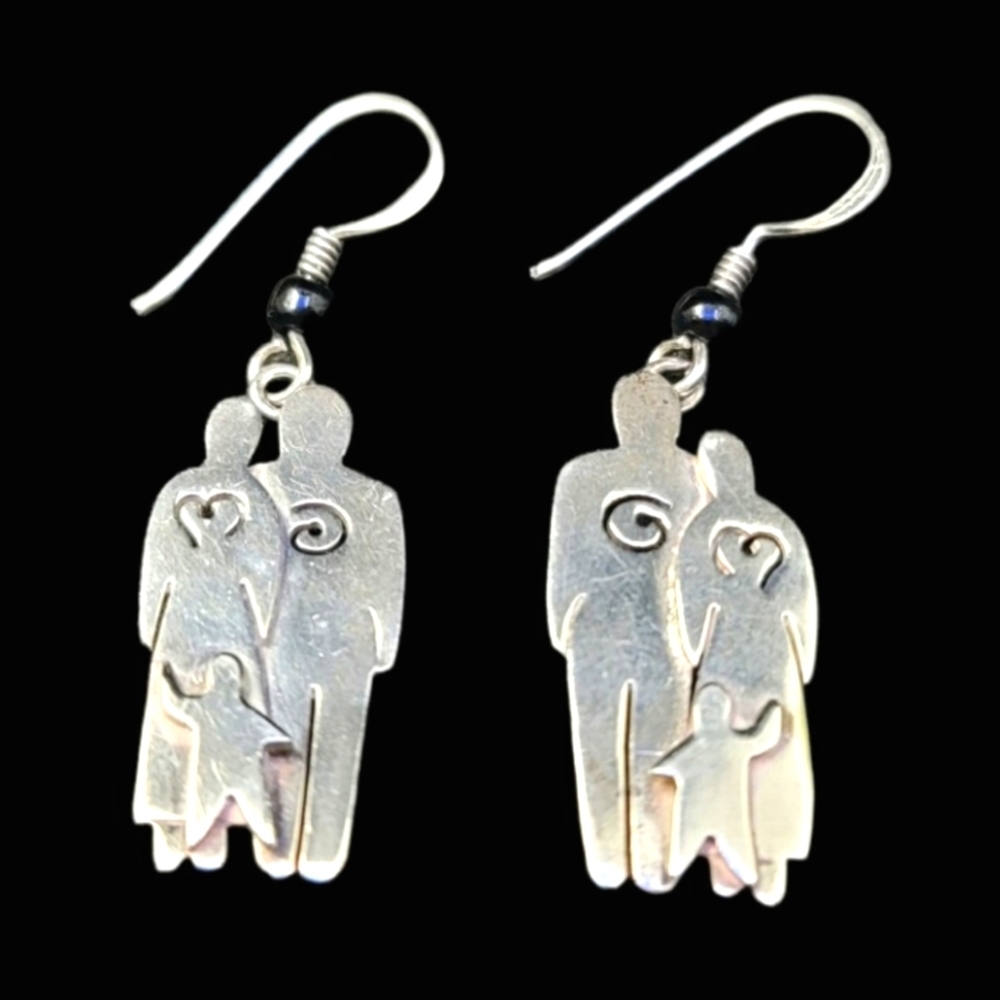 Sterling Silver Couple With Child Earrings By Far Fetched